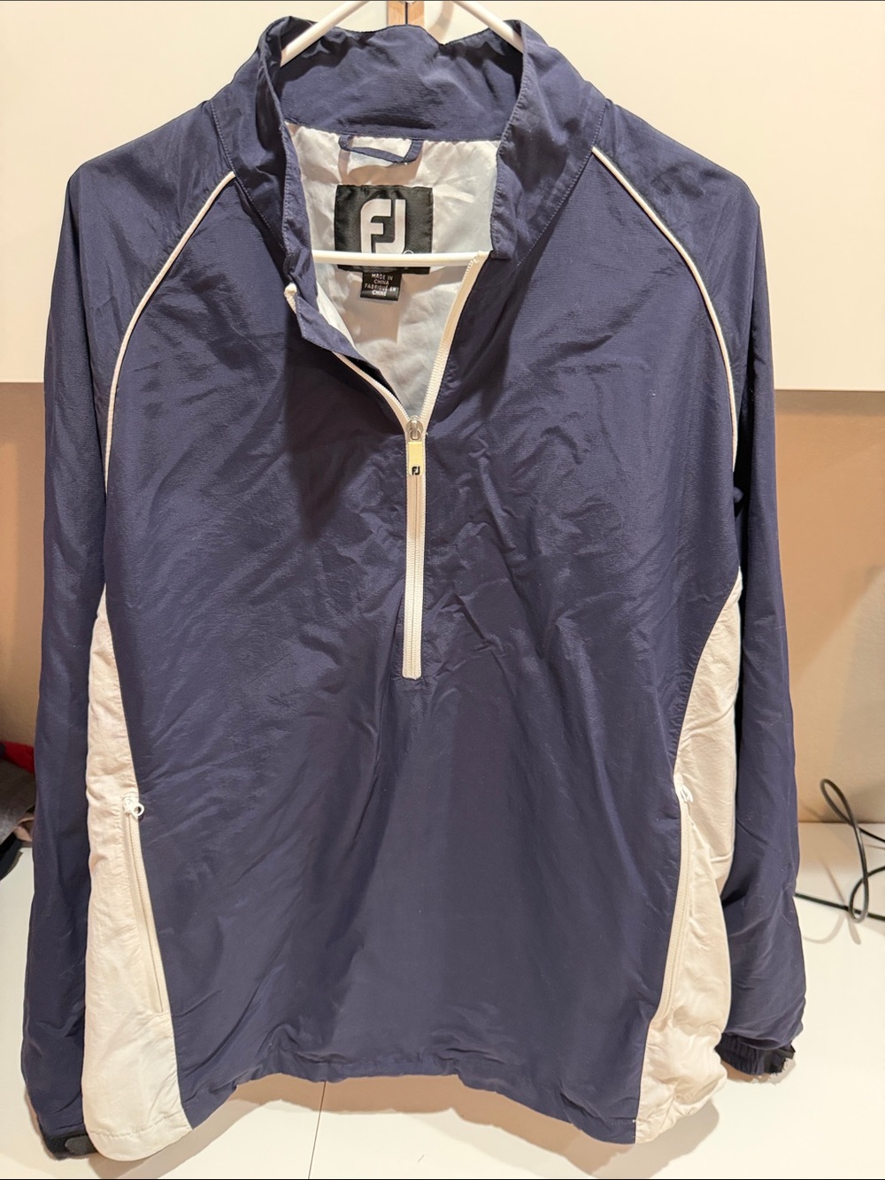 FootJoy Navy and White Golf Pullover Windbreaker